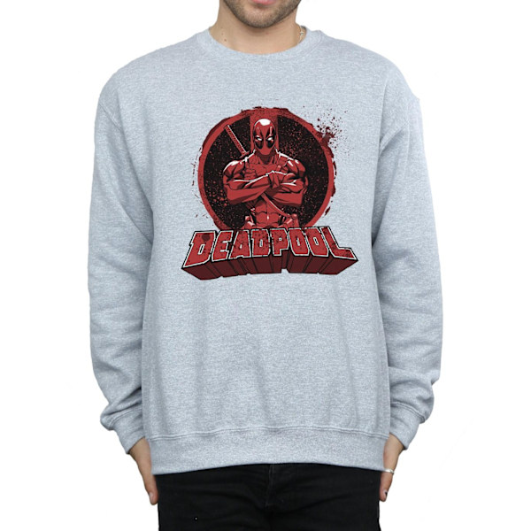 Marvel Herr Deadpool Korsa Armar Logotyp Sweatshirt M Sports Grey Sports Grey M