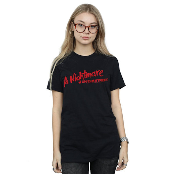 A Nightmare On Elm Street Dam/Damer Röd Logotyp Bomull Boyfriend Black 4XL