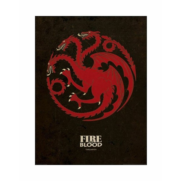 Game of Thrones Targaryen Affisch One Size Svart/Röd Black/Red One Size