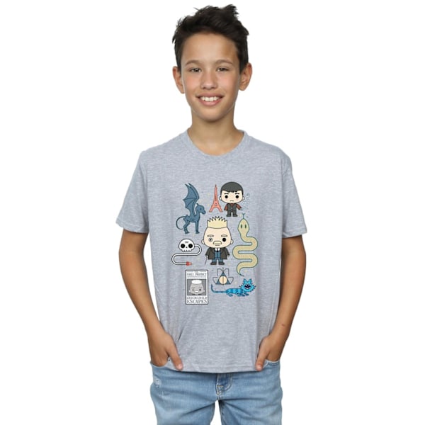 Fantastiska vidunder Boys Chibi Grindelwald T-shirt 12-13 år Spo Sports Grey 12-13 Years