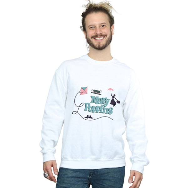 Disney Herr Mary Poppins Logotyp Sweatshirt XL Vit White XL