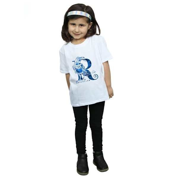 Harry Potter T-shirt för flickor Ravenclaw Raven i bomull, 7-8 år, vit White 7-8 Years