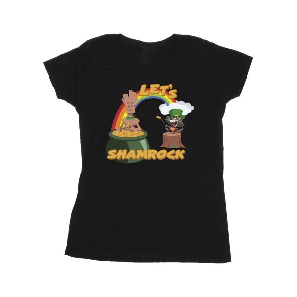 Marvel Dam/Kvinnor St Patrick's Day Groot Shamrock Bomull T-Shirt XXL Svart Black XXL