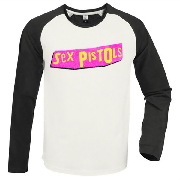 Amplified Unisex Adult Driver Sex Pistols Vintage Logo Long-Sle White/Charcoal S