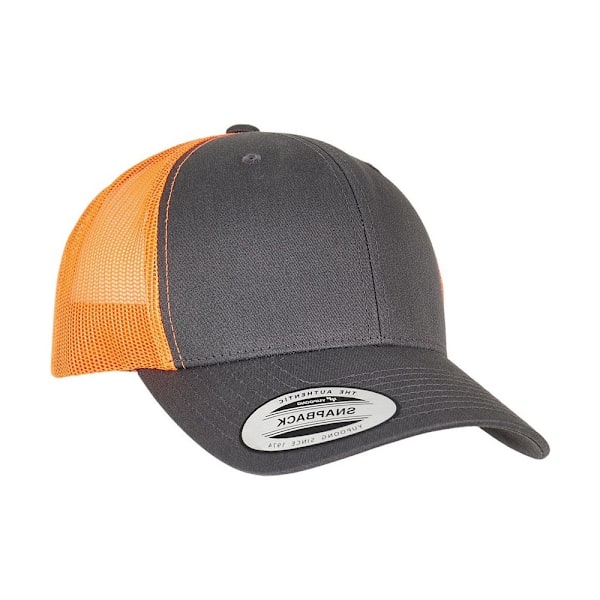 Flexfit Unisex Retro Tvåfärgad Trucker Cap One Size Charco Charcoal/Neon Orange One Size