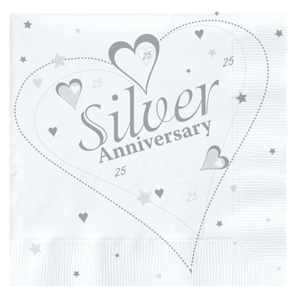 Kreativa festliga silver (25:e) bröllopsdagsservetter en storlek grå/vit Grey/White One Size