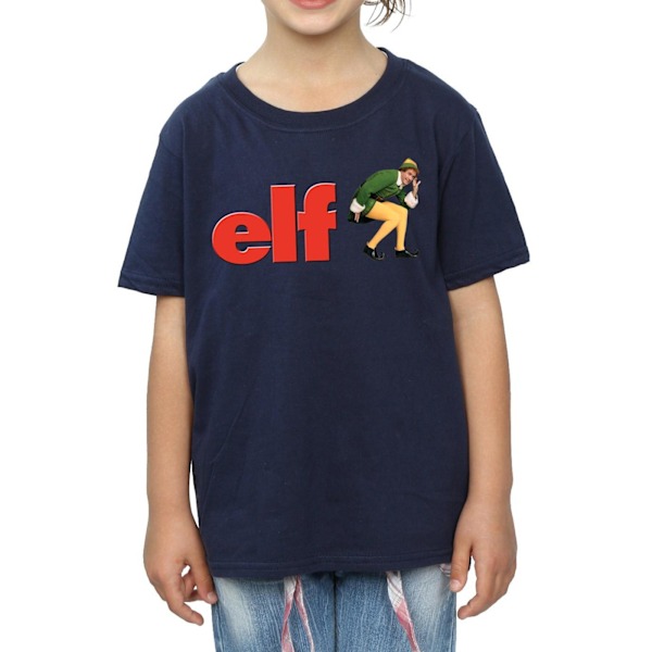 Elf Girls Crouching Logo Bomull T-shirt 12-13 år Marinblå Navy Blue 12-13 Years