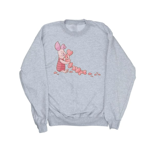 Disney Girls Winnie The Pooh Piglet Chain Of Hearts Sweatshirt Sports Grey 7-8 Years