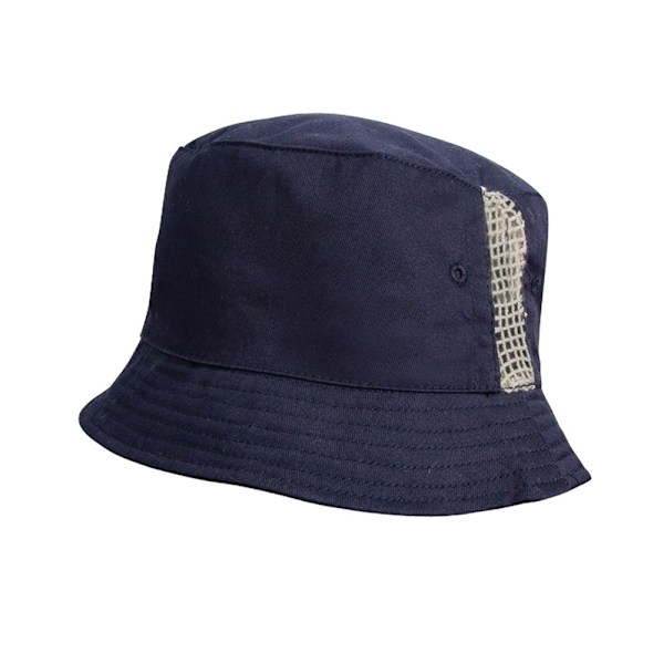 Result Headwear Deluxe Tvättat Bomull Sido paneler Hink Hat One Navy One Size