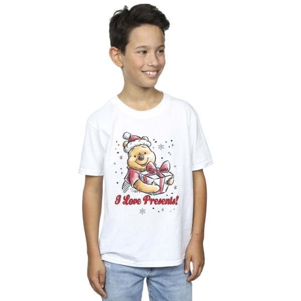 Disney Boys Winnie The Pooh Love Presents T-Shirt 7-8 år Vit White 7-8 Years