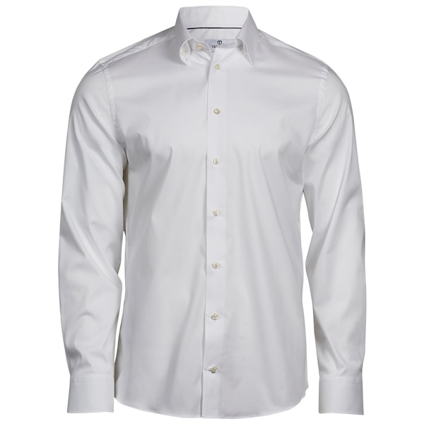 Tee Jays Herr Lyxig Stretch Långärmad Skjorta M Vit White M