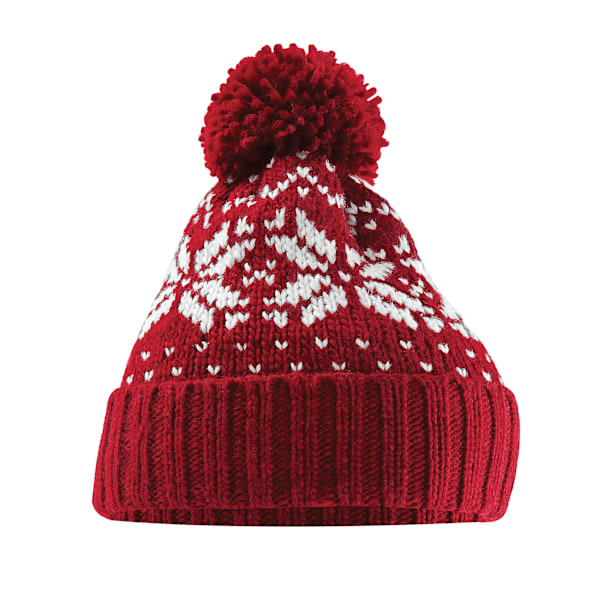 Beechfield Fair Isle Snowstar Beanie One Size Classic Röd/Vit Classic Red/White One Size