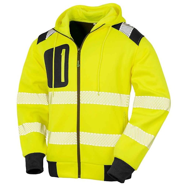 Result Äkta Återvunnen Unisex Vuxen Robust Säkerhet Full Zip Hoo Fluorescent Yellow 4XL