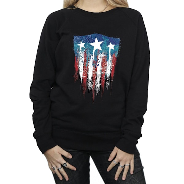 Marvel Dam/Kvinnor Captain America Flag Shield Sweatshirt M B Black M