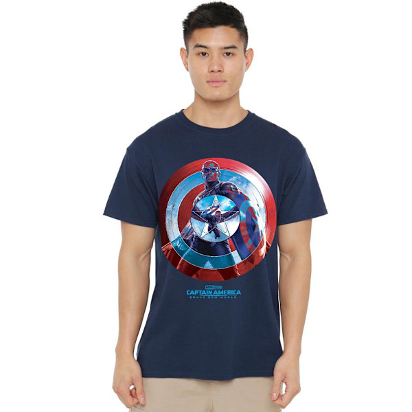 Captain America: Brave New World Herr Sam Wilson T-Shirt XL Marinblå Navy XL