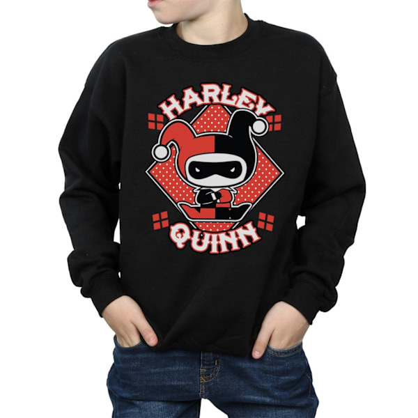 DC Comics Boys Chibi Harley Quinn Badge Sweatshirt 9-11 år B Black 9-11 Years