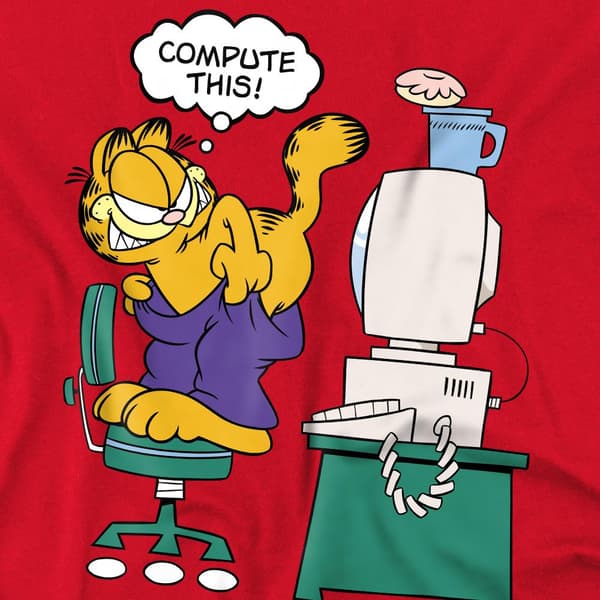 Garfield Herr Compute This T-Shirt L Röd Red L