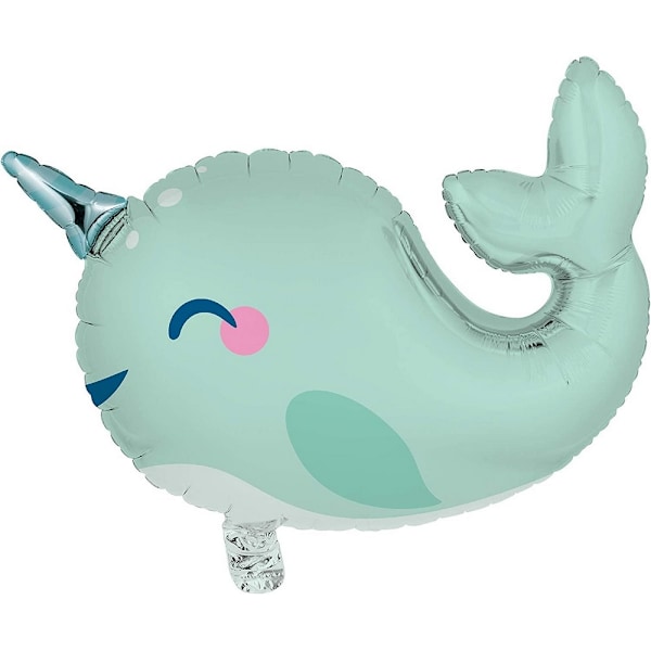 Kreativ festlig metallisk narval folie ballong en storlek mjuk blå Soft Blue One Size