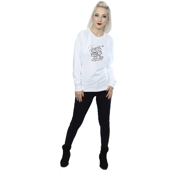 Disney Dam/Damer Mickey Och Minnie Kiss Sketch Sweatshirt X White XXL