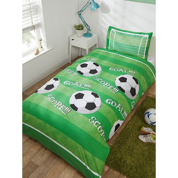 Rapport Goal Fotboll Påslakan Set Enkelsäng Grön/Vit Green/White Single