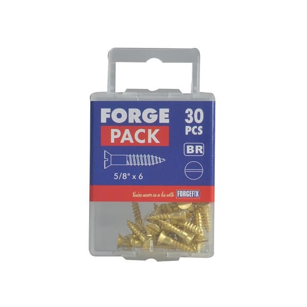 Forgefix Träskruvar, Spårskruv, Försänkt, Mässing 5/8in x 6 ForgePack 3 Multi Colour 5/8in x 6 ForgePack 30
