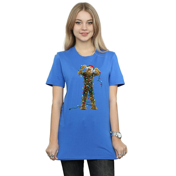 Star Wars Dam/Damer Chewbacca Julbelysning Bomull Boyfriend T-shirt XL Royal Blue Royal Blue XL