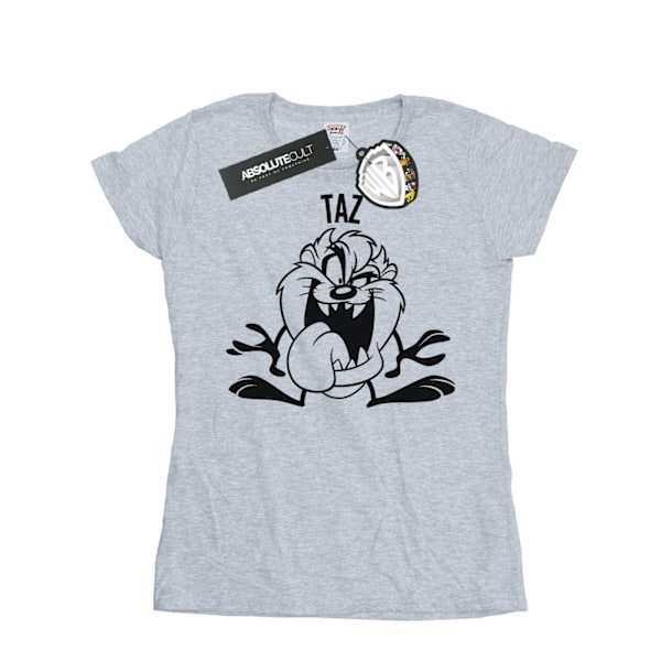 Looney Tunes Dam/Kvinnor Taz Stort Huvud Bomull T-shirt L Spor Sports Grey L