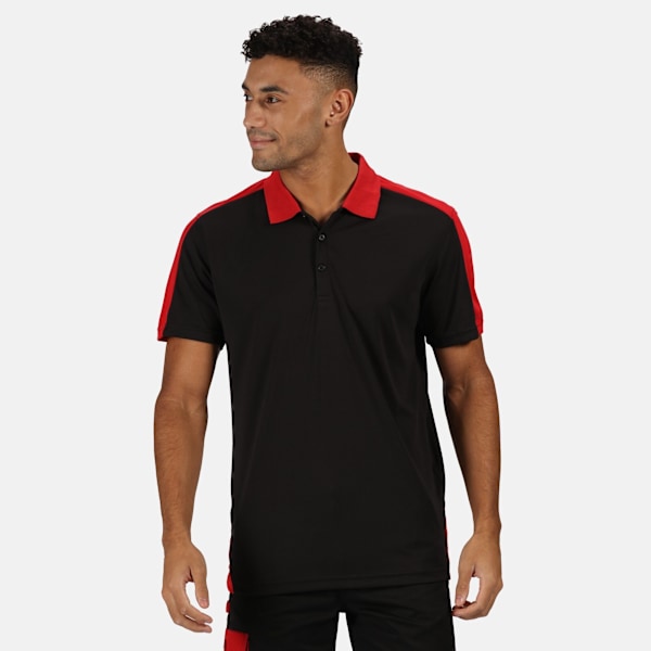 Regatta Herr Kontrast Coolweave Poloshirt M Svart/Klassisk Röd Black/Classic Red M