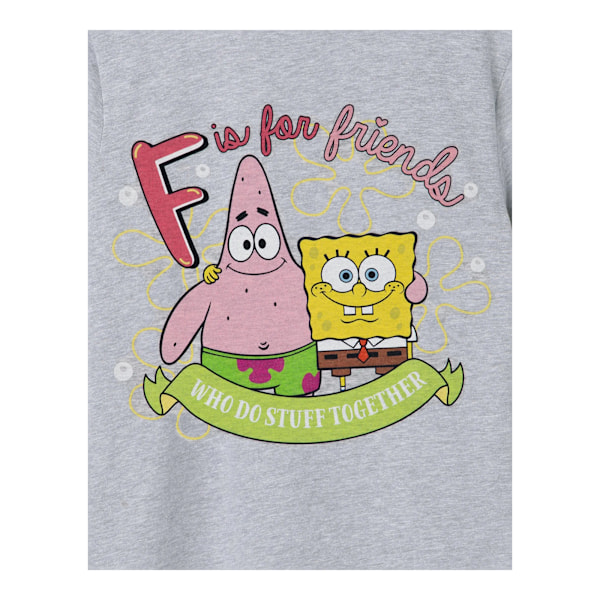 SpongeBob SquarePants F Is For Friends T-shirt för flickor 13-14 år Grey Marl 13-14 Years