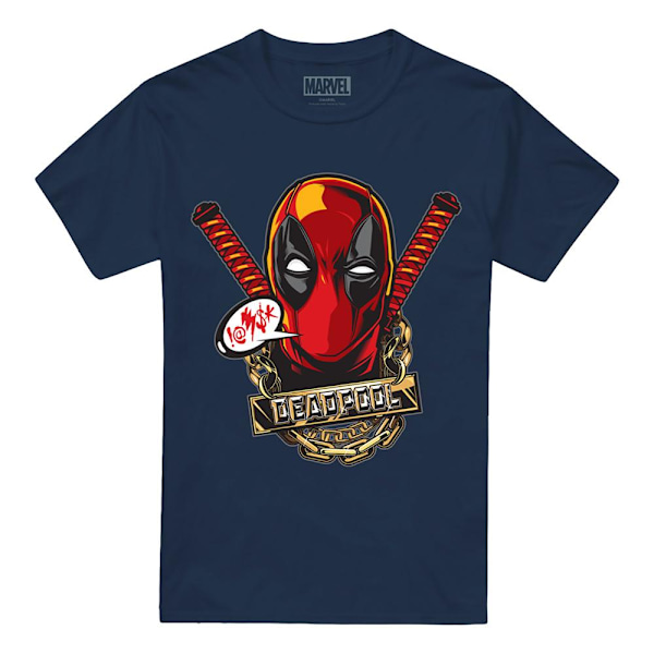Deadpool Herr Gangster T-Shirt L Marinblå Navy L