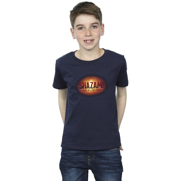 DC Comics Boys Shazam Fury Of The Gods 3D Logo Flare T-Shirt 3- Navy Blue 3-4 Years