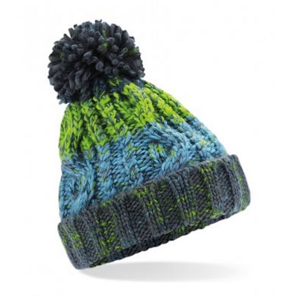 Beechfield Junior Corkscrew Pom Pom Beanie One Size Electric Grå Electric Grey One Size