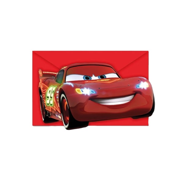 Cars Neon Lightning McQueen Inbjudningar (6-pack) En Storlek Röd Red One Size