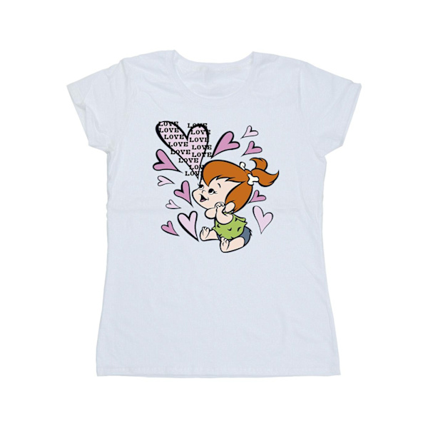 The Flintstones Dam/Damer Pebbles Love Love Love Bomull T-S White M