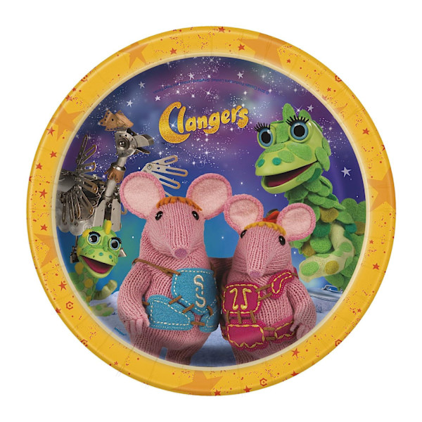Clangers karaktärspartytallrikar (8-pack) En storlek Lila/Gul Purple/Yellow One Size