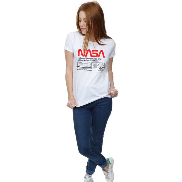 NASA Dam/Damer Classic Space Shuttle Bomull T-shirt S Vit White S