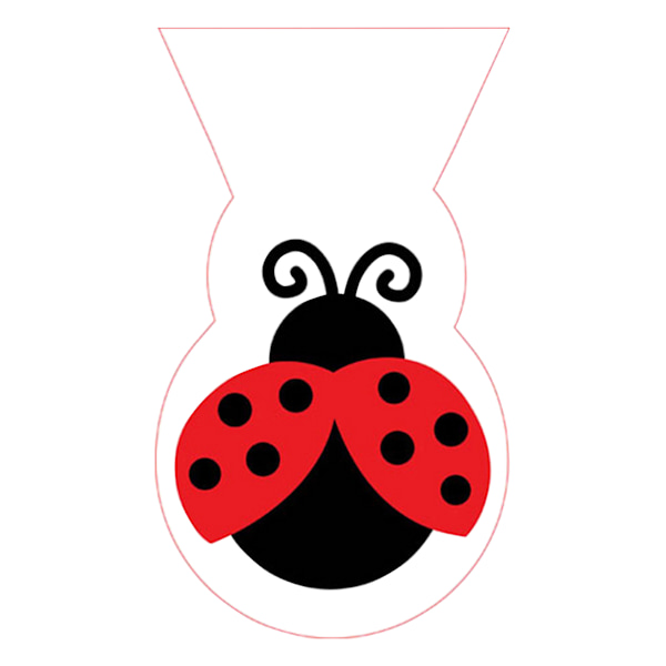 Creative Converting Forma Ladybird Cello Plastpåsar för Godis (Förpackning om 12) White/Black/Red 5 x 9in