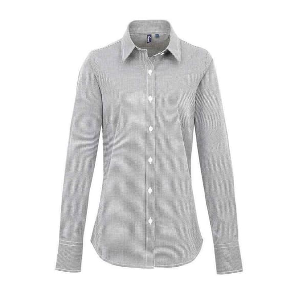 Premier Dam/Dam Micro Gingham Rutig Bomull Långärmad S Black/White M