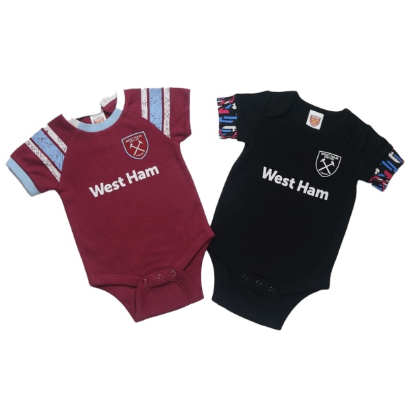 West Ham United FC Baby 2022-23 Bodysuit (paket med 2) 6-9 månader Claret Red/Sky Blue/Black 6-9 Months