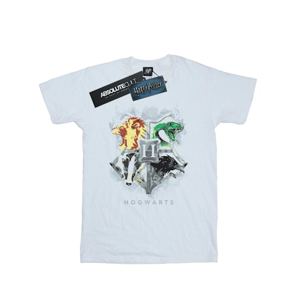 Harry Potter Dam/Kvinnor Hogwarts Målad Crest Bomull Pojkvän White XL