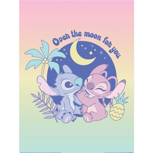 Lilo & Stitch Over The Moon Print 40cm x 30cm Flerfärgad Multicoloured 40cm x 30cm