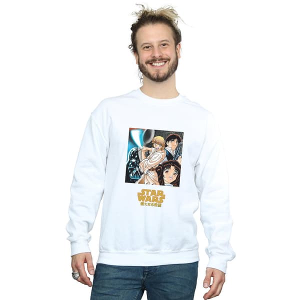 Star Wars Anime Poster Sweatshirt för män XL Vit White XL
