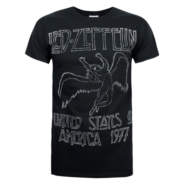 Led Zeppelin Mens USA 1977 T-shirt M Svart Black M