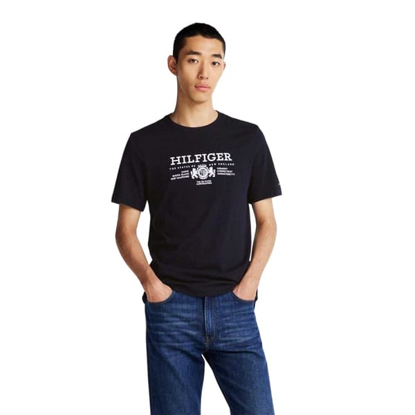 Tommy Hilfiger Herr Broderad Logotyp Bomulls T-shirt L Blå Blue L
