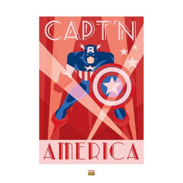 Captain America Print 80cm x 60cm Röd/Blå Red/Blue 80cm x 60cm