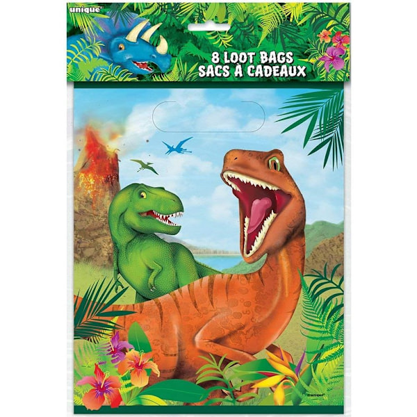 Unik festdinosaurie presentpåse (8-pack) En storlek Flerfärgad Multicoloured One Size