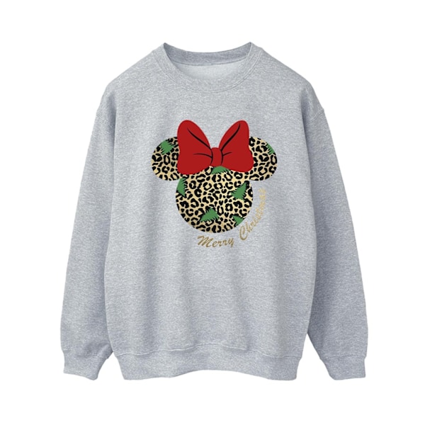 Disney Womens/Ladies Minnie Mouse Leopard Jultröja Sports Grey S