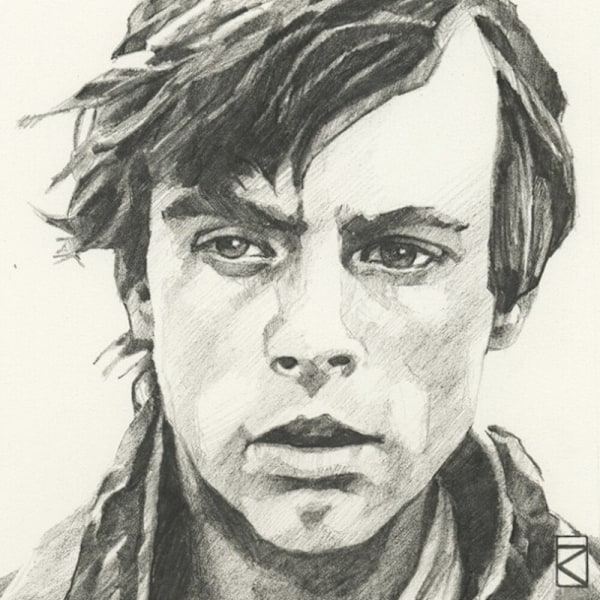 Star Wars Sketch Luke Skywalker Canvas Print 30cm x 30cm Off Wh Off White/Black 30cm x 30cm