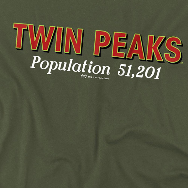Twin Peaks Herr T-shirt Population XL Militärgrön Military Green XL