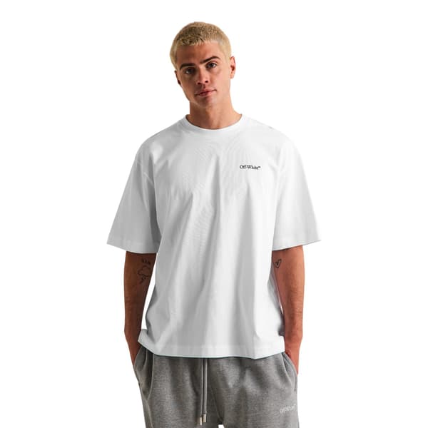 Off White T-shirt med kedjetryck för män S Vit White S